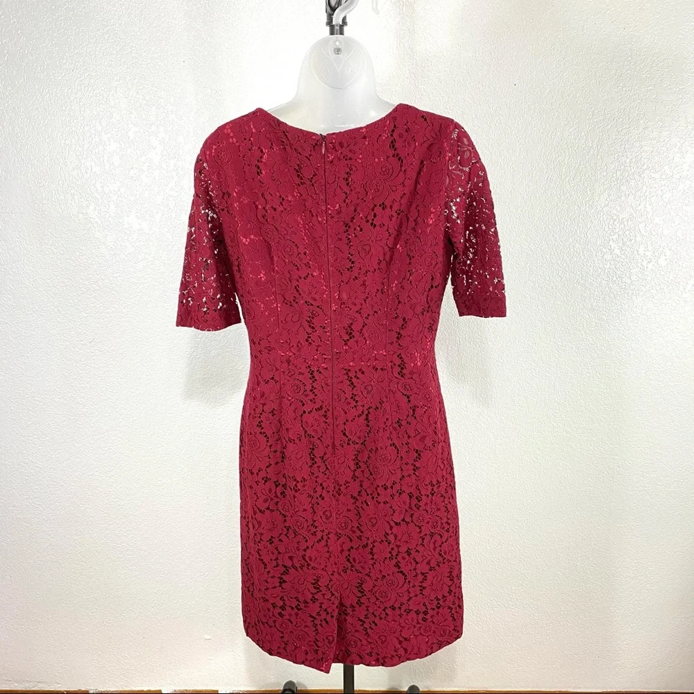 Antonio Melani Burgundy Lace Overlay Dress SZ 8 - Picture 2 of 6
